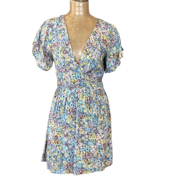 Angie Floral Surplice V-Neck Mini Dress Sz XL #294L - Picture 2 of 7
